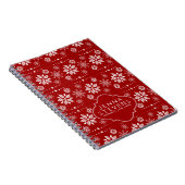 Weiße und dunkelrote Weihnachtsschneeflocken-Muste Notizblock (Rechte Seite)