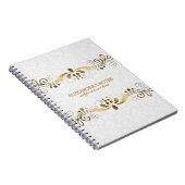 Weiße und elegante Goldtöne, Blütenrahmen 2 Notizblock (Rechte Seite)