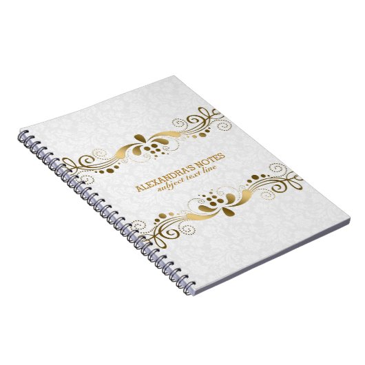 Weiße und elegante Goldtöne, Blütenrahmen 2 Notizblock (Rechte Seite)