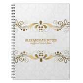 Weiße und elegante Goldtöne, Blütenrahmen 2 Notizblock (Vorderseite)