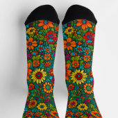 Weiße und farbenfrohe Blume Blumenmuster Socken (Oben)