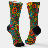 Weiße und farbenfrohe Blume Blumenmuster Socken (Gewinkelt)