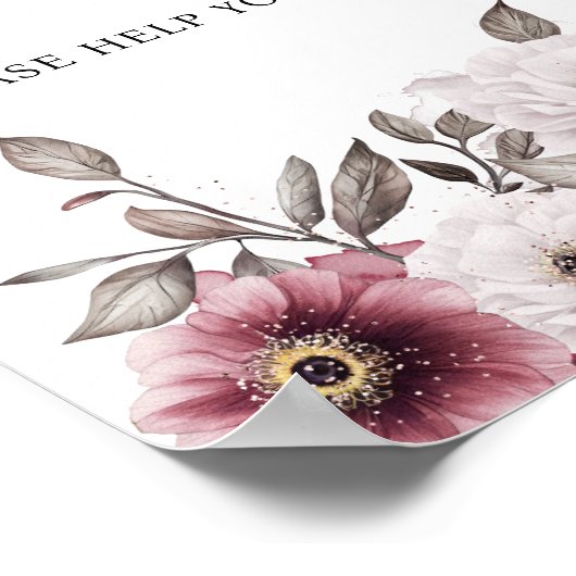 Weiße und florale Babydusche Poster (Ecke)