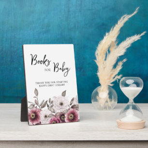 Weiße und florale Bücher für Babysignatur Fotoplatte