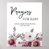 Weiße und florale Gebete für Baby-Zeichen Poster (Vorne)