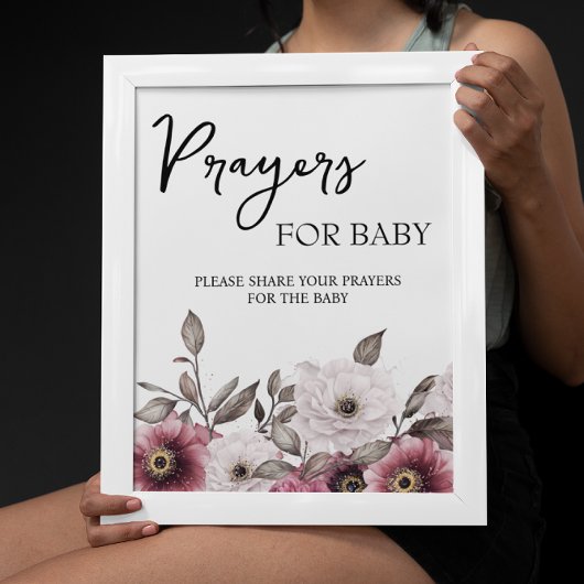 Weiße und florale Gebete für Baby-Zeichen Poster