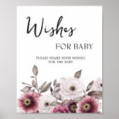 Weiße und florale Pflaumenwünsche für Babysignatur Poster (Vorne)