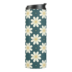Weiße und gelbe Blume Thermosbecher