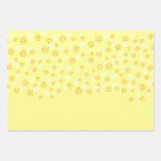 Weiße und gelbe Blumen auf Pastellgelb Geschenkpapier Set (Vorderseite 2)