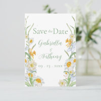 Weiße und gelbe Daffodische Blumenschrift