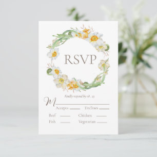 Weiße und gelbe dafodische UAWG RSVP Karte