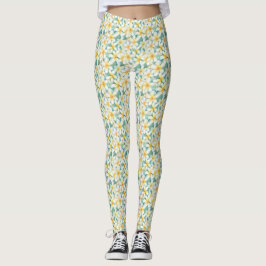 Weiße und gelbe Frangipani-Leggings Leggings