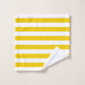 Weiße und gelbe horizontale Streifen Badhandtuch Set (Waschlappen)