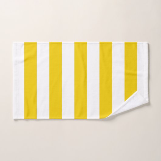 Weiße und gelbe horizontale Streifen Badhandtuch Set (Handtuch)