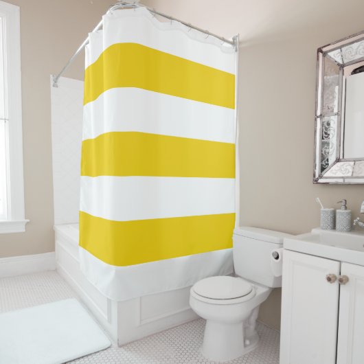 Weiße und gelbe horizontale Streifen Duschvorhang (Beispiel)