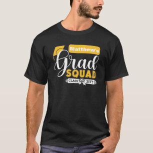 Weiße und gelbe Leinwand Männchen Schwarzer Grad T-Shirt