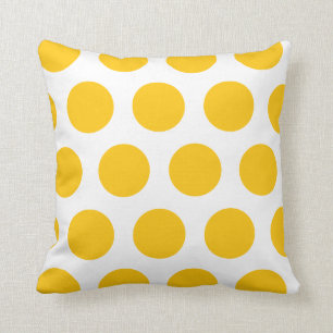Weiße und gelbe Polka-Punktwirbel Kissen