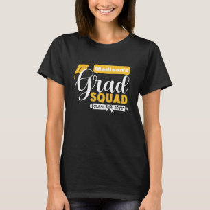 Weiße und gelbe Schrift Weibliche Schwarzer Grad- T-Shirt