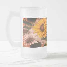 Weiße und gelbe Sonnenblumen #3 - Mattglas Bierglas