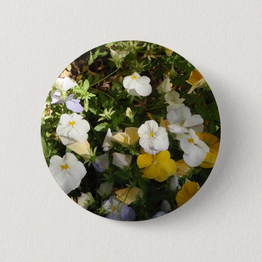 Weiße und gelbe Stiefmütterchen Button (Vorderseite)
