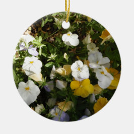 Weiße und gelbe Stiefmütterchen Keramikornament