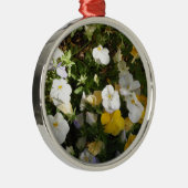 Weiße und gelbe Stiefmütterchen Silbernes Ornament (Rechts)