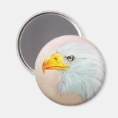 Weiße und gelbe Tierkunst, Round Magnet - Adler (Vorderseite/Rückseite)