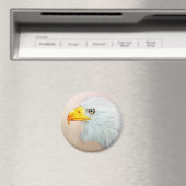 Weiße und gelbe Tierkunst, Round Magnet - Adler (In Situ (Geschirrspüler))