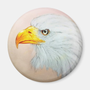 Weiße und gelbe Tierkunst, Round Magnet - Adler