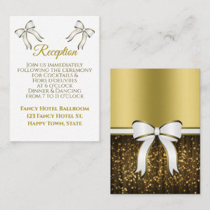 Weiße und goldene Band-Hochzeitsempfangs-Einlage Begleitkarte