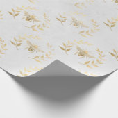 Weiße und goldene Bienenhochzeit Geschenkpapier (Ecke)