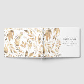 Weiße und goldene Blätter Elegante Hochzeit im Her Gästebuch (Voll)