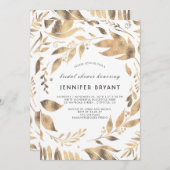 Weiße und goldene Blätter Laurel Fall Brautparty Einladung (Vorne/Hinten)