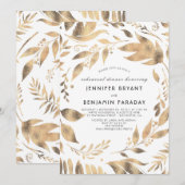 Weiße und goldene Blätter Laurel Fall Probe Abende Einladung (Vorne/Hinten)