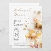 Weiße und goldene Blume Hochzeit Probe Einladung (Vorne/Hinten)