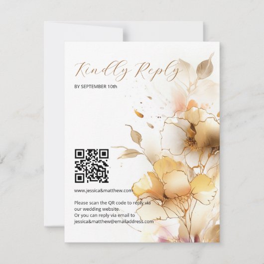 Weiße und goldene Blume Hochzeit RSVP Karte (Vorderseite)