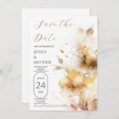 Weiße und goldene Blume Hochzeit Save The Date (Vorne/Hinten)