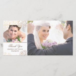 Weiße und goldene Blume Hochzeitskarten Dankeskarte