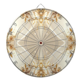 Weiße und goldene Blumen Dartboard Dartscheibe