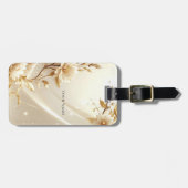 Weiße und goldene Blumen-Gepäckanhänger Gepäckanhänger (Vorderseite horizontal)