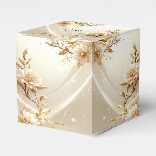 Weiße und goldene Blumen Geschenkbox Geschenkschachtel (Vorderseite)