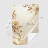 Weiße und goldene Blumen Golfhandtuch (Insitu)