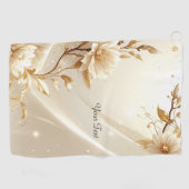 Weiße und goldene Blumen Golfhandtuch (Horizontal)