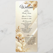 Weiße und goldene Blumen Hochzeitsprogramm Programm (Vorderseite)