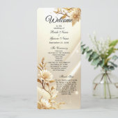 Weiße und goldene Blumen Hochzeitsprogramm Programm (Stehend Vorderseite)