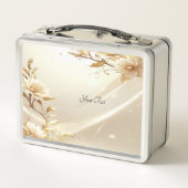 Weiße und goldene Blumen Lunchbox (Rückseite)