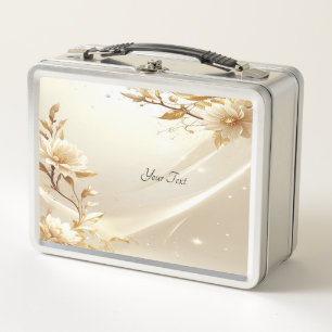 Weiße und goldene Blumen Lunchbox