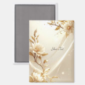 Weiße und goldene Blumen Magnet (Vorderseite/Rückseite)