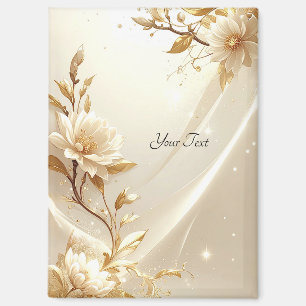 Weiße und goldene Blumen Magnet