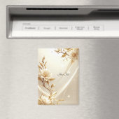 Weiße und goldene Blumen Magnet (In Situ (Geschirrspüler))